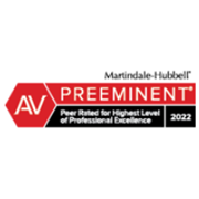 Martindale-Hubbell | AV Preeminent | Peer Rated For Highest Level Of Professional Excellence | 2022
